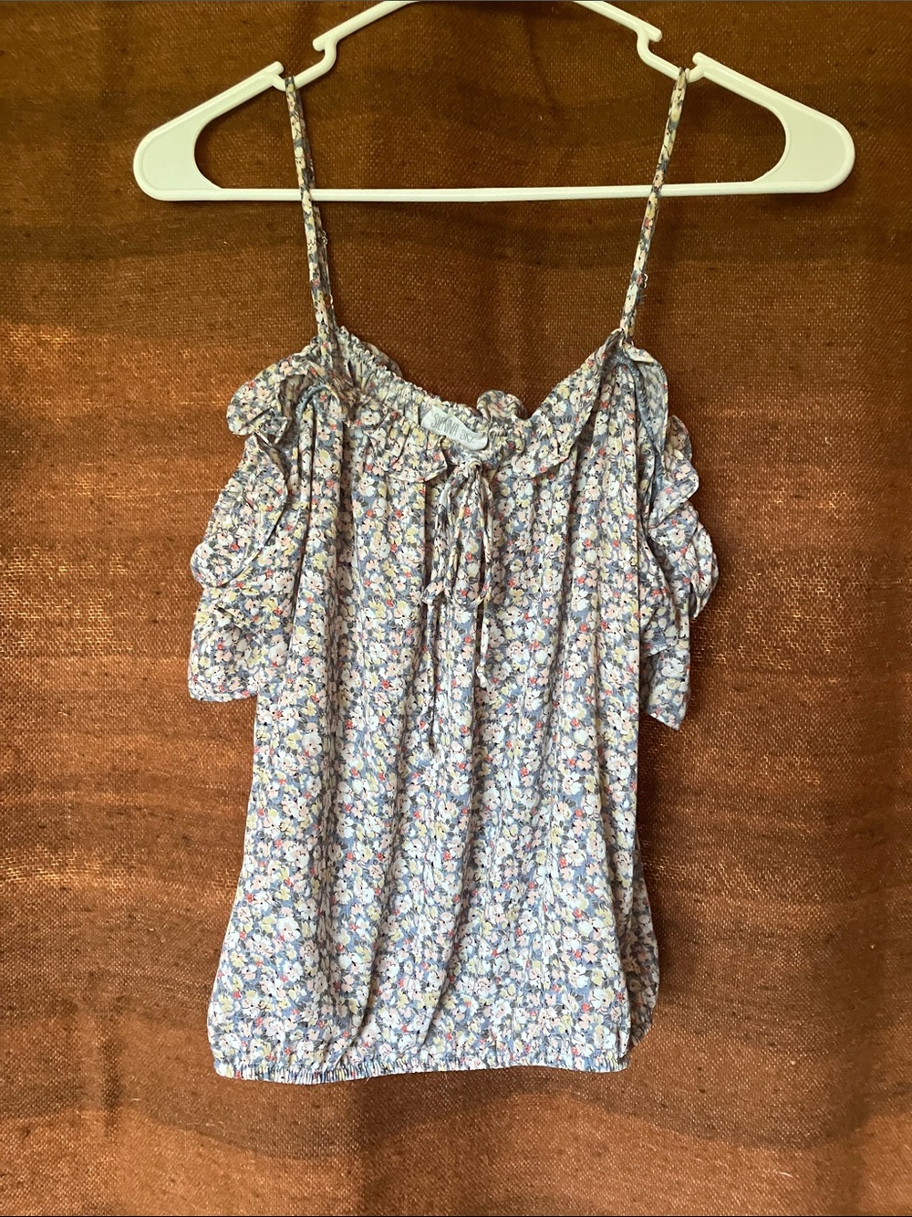 Light Blue Floral Off-Shoulder crop top